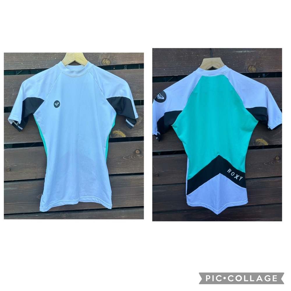 Roxy Women's White Short Sleeve Rash Guard Surf Swim Top UPF Size‎ Small (6)
